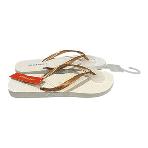 Joe Fresh Flip Flop Sandals Womens Size 9 White Metallic Bronze Shoes Beach